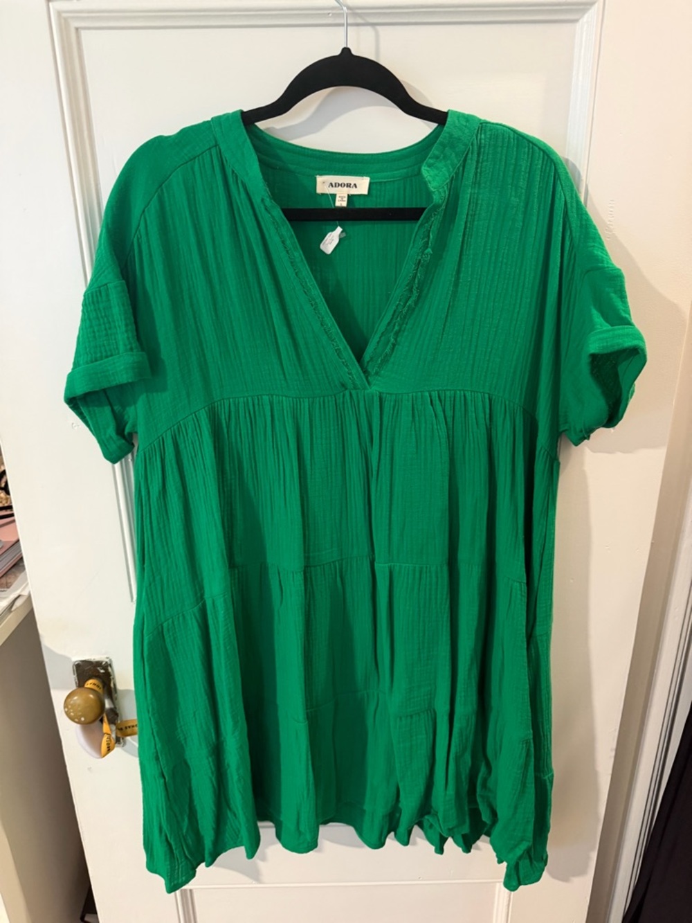 ADORA Emerald Green V-Neck Short Sleeve Tunic